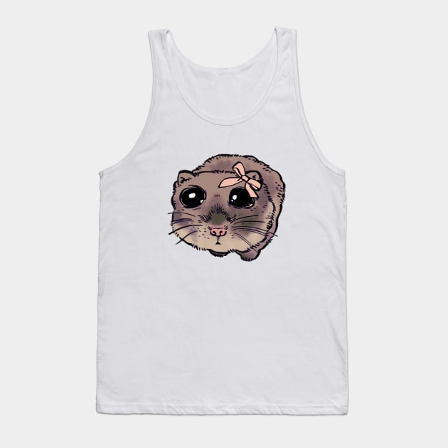 Mudwizard draws the sad hamster with pink bow ribbon meme / funny animal meme Tank Top by mudwizard